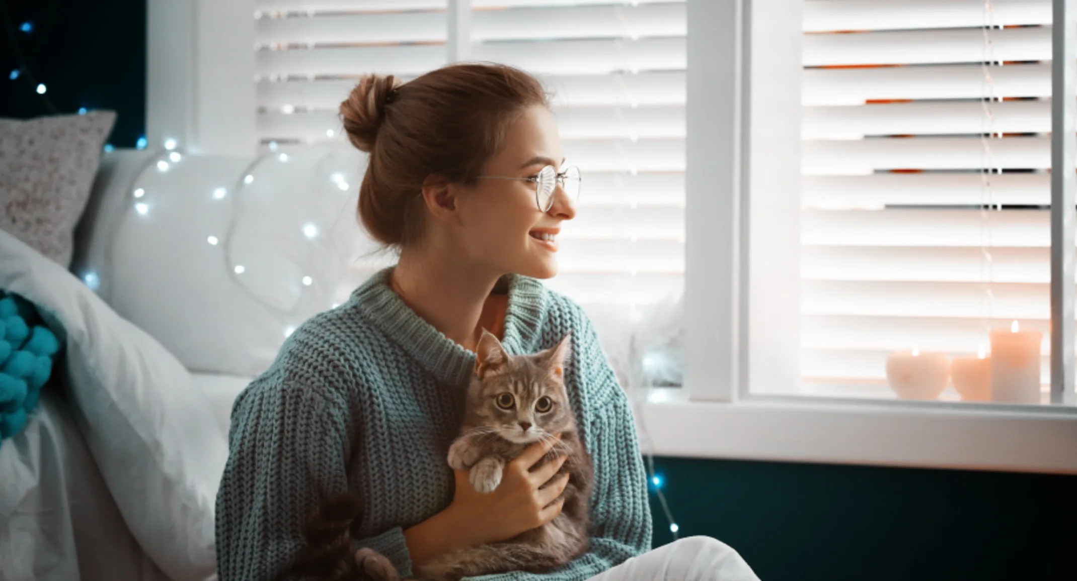 Woman with Cat Twinkle Lights